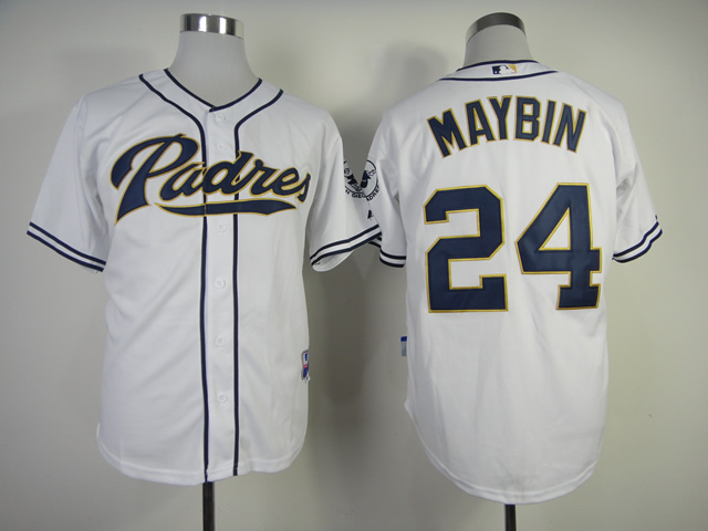 Men San Diego Padres 24 Maybin White MLB Jerseys